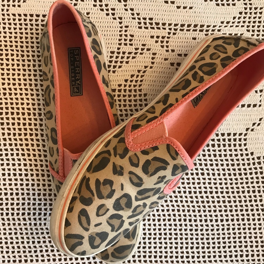 Sperry Cheetah Slip Ons